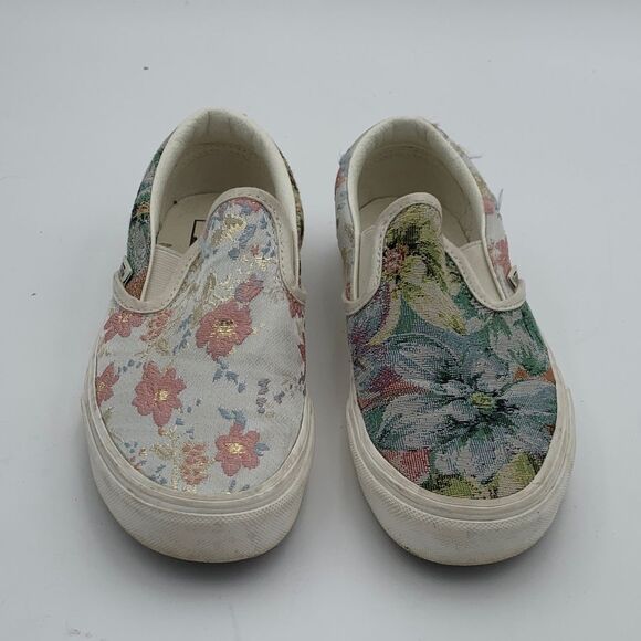 Vans Women's Floral Canvas Slip-On Sneakers - Pink and blue floral mixed media - Picture 2 of 12